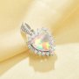 Heart Simulated Opal Pendant With 8MM Heart Color Change Simulated Opal,Solid 925 Sterling Silver Pendant Charm,October Birthstone Pendant 6170051