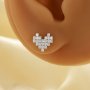 Dainty Pixel Heart Studs Earrings With Cubic Zirconia,Solid 925 Sterling Silver Studs Earrings,Pave CZ Stone Heart Earrings 6390110