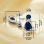 Vintage Styles Pear Simulated Sapphire Studs Earrings,Solid 925 Sterling Silver Earring,September Birthstone Earrings 6330008