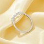 US Size 6.75 Dainty Curved Stackable Ring,Solid 925 Sterling Silver Ring With CZ Stone,Curved Art Deco Stacker Ring,DIY Ring Supplies 6290603