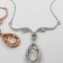 1Pcs Multiple Size Solid 925 Sterling Silver Rose Gold Oval Gemstone Diamond Prong Bezel Settings DIY Pendant Necklace 16''+2''1421108