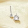 Tiny Round Nose Bone Stud With Round White Cubic Zirconia,Solid 925 Sterling Silver Nose Screw Ring 6310096