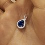 Pear Simulated Sapphire Pendant 6x8MM Pear,Solid 925 Sterling Silver Pendant Charm,Pave CZ Stone Pear Pendant 6130042