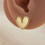 Keepsake Breastmilk Stainless Steel Big Heart Bezel Earrings Settings, Gold Plated 304L Studs Earrings,0.5MM Deep DIY Supplies 1706146