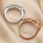 4x6MM Oval Prong Ring Settings Three Stones Rose Gold Plated Solid 925 Sterling Silver DIY Adjustable Ring Bezel Supplies for Gemstone 1224132