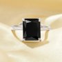 Minimalist Rectangle Black CZ Stone Adjustable Ring,Solid 925 Sterling Silver Ring,Simple Rectangle Ring 6250053