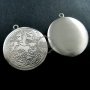 5pcs 32MM vintage style antiqued silver bird flower engraved round photo locket pendant charm DIY supplies 1113016