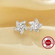 1Pair Windmill Studs Earring With White CZ Stone,Solid 925 Sterling Silver Earrings,Minimalist Windmill Earring,DIY Earring Supplies 6310074