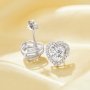 Elegant Halo Heart Simulated Diamond Studs Earrings With 6MM Heart White Cubic Zirconia,Solid 925 Sterling Silver Earring,Pave CZ Stone Heart Earrings 6370019