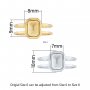 Keepsake Breastmilk Stainless Steel Rectangle Bezel Adjustable Ring Settings, Gold Plated 304L Ring,1.5MM Deep DIY Ring Supplies 1294776