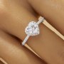 Dainty Halo Heart Simulated Diamond Ring With 6MM Heart White Cubic Zirconia,Solid 925 Sterling Silver Ring,Dainty Pave CZ Stone Heart Ring 6270046