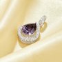 Pear Pendant With 6x8MM Pear Purple Cubic Zirconia,Solid 925 Sterling Silver Pendant Charm,Pave CZ Stone Pear Pendant 6130043