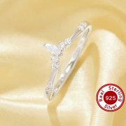 US Size 6.75 Curved Stackable Ring,Solid 925 Sterling Silver Ring With CZ Stone,Art Deco Stacker Ring,DIY Ring Supplies 6290602