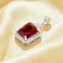 Rectangle Simulated Ruby Pendant With 8x10MM Rectangle Ruby,Solid 925 Sterling Silver Pendant Charm,July Birthstone Pendant 6150008