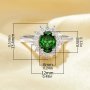 Vintage Oval Ring With 6x8MM Oval Green Cubic Zirconia,Solid 925 Sterling Silver Ring,Pave CZ Stone Oval Ring 6220292