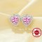 Elegant Halo Heart Studs Earrings With 6MM Heart Pink Cubic Zirconia,Solid 925 Sterling Silver Earring,Pave CZ Stone Heart Earrings 6370020