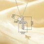 1PCS Cross White Cubic Zirconia Pendant Necklace,Solid 925 Sterling Silver Necklace,Dainty Pave CZ Stone Cross Necklace Chain 16''+2'' 6190086