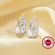 1Pair Wave Circle Hoop Earring,Solid 925 Sterling Silver Earring,Minimalist Textured Hoop Earrings,DIY Earrings Supplies 6390092