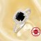 Elegant Cushion Square Ring With 6MM Square Black CZ Stone,Solid 925 Sterling Silver Ring,Pave CZ Stone Square Ring 6240027