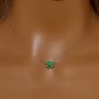 Lucky Four Leaf Clover Pendant Necklace With 4 Stone 4MM Heart Green Cubic Zirconia,Solid 925 Sterling Silver Necklace 16''+2'' 6170047