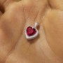 Heart Simulated Ruby Pendant With 8MM Heart Ruby,Solid 925 Sterling Silver Pendant Charm,july Birthstone Pendant,Pave CZ Stone Pendant 6170050