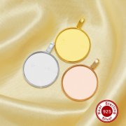 20MM Keepsake Breast Milk Resin Round Bezel Pendant Blank Settings,Solid Back Solid 925 Sterling Silver Rose Gold Plated Pendant Charm,DIY Supplies 1431282