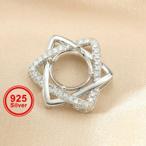 Keepsake Breast Milk Resin 8MM Round Prong Pendant Blank Bezel Settings Hexagram Star Solid 925 Sterling Silver DIY Charm Supplies 1411298