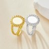 Keepsake Breastmilk Stainless Steel Oval Bezel Adjustable Ring Settings, Gold Plated 304L Ring,0.5MM Deep DIY Ring Supplies 1224203