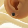 Minimalist Round Studs Earrings With 6MM Black Onyx,Solid 925 Sterling Silver Studs Earrings,Simple Earrings 6210286