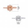 5MM Halo Cushion Square Prong Ring Settings,Solid 925 Sterling Silver Rose Gold Plated Ring,Pave CZ Stone Ring,DIY Ring Supplies For Gemstone 1294859