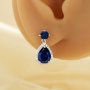 Vintage Styles Pear Simulated Sapphire Studs Earrings,Solid 925 Sterling Silver Earring,September Birthstone Earrings 6330008