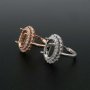 1Pcs 10x14MM Oval Double Halo Pave CZ Stone Vinatge Style Rose Gold Plated Solid 925 Sterling Silver Adjustable Prong Ring Settings Blank for Gemstone 1224029