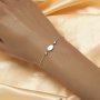 6x8MM Keepsake Breast Milk Resin Oval Bezel Birthstone Bracelet Settings,Solid 925 Sterling Silver Rose Gold Plated Bracelet 6.69''+1.96'' 1900304