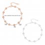 4MM 11 Stones Heart Bezel Bracelet Settings,Solid 925 Sterling Silver Rose Gold Plated Bracelet With Chain 7''+1.6'' 1900306