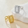 Keepsake Breastmilk Stainless Steel Rectangle Bezel Adjustable Ring Settings, Gold Plated 304L Ring,0.5MM Deep DIY Ring Supplies 1294775