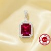 Rectangle Simulated Ruby Pendant With 8x10MM Rectangle Ruby,Solid 925 Sterling Silver Pendant Charm,July Birthstone Pendant 6150008