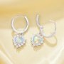 Heart Simulated Opal Hoop Earrings With 6MM Heart Color Change Simulated Opal,Solid 925 Sterling Silver Earring,October Birthstone Earrings 6370023