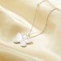 1PCS Minimalist Butterfly Pendant Necklace,Plain Solid 925 Sterling Silver Necklace,No Plating Simple Butterfly Necklace Chain 16''+2'' 6190087