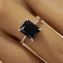 Minimalist Rectangle Black CZ Stone Adjustable Ring,Solid 925 Sterling Silver Ring,Simple Rectangle Ring 6250053