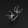 Irregular Stone Prong Claw Ring Settings Solid 925 Sterling Silver Raw Stone Adjustable Bezel Ring DIY supplies findings 1212070