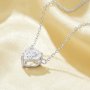 Minimalist Heart Pendant Necklace With 8MM Heart White Cubic Zirconia,Solid 925 Sterling Silver Necklace,Simple Heart Necklace 6170048