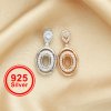 4x6MM Oval Prong Pendant Settings,Art Deco Solid 925 Sterling Silver Rose Gold Plated Charm,DIY Pendant Charm Tray 1421196