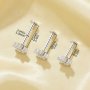 1pcs Dainty Screw Back Flower Studs Earrings With Round White Cubic Zirconia,Solid 925 Sterling Silver Earring,Pave CZ Stone Flower Earrings 6310098