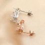 Simple Oval Prong Studs Earrings Blank Settings Rose Gold Plated Solid 925 Sterling Silver DIY Earrings Supplies 1706086