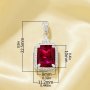 Rectangle Simulated Ruby Pendant With 8x10MM Rectangle Ruby,Solid 925 Sterling Silver Pendant Charm,July Birthstone Pendant 6150008