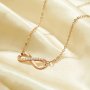 1PCS Infinite Loop Eternity White Cubic Zirconia Pendant Necklace,Solid 925 Sterling Silver Rose Gold Plated Necklace,Dainty Necklace Chain 16''+2'' 6190088