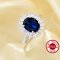 Halo Oval Simulated Sapphire Ring With 8x10MM Oval Sapphire,Solid 925 Sterling Silver Ring,September Birthstone Ring,Dainty Pave CZ Stone Ring 6220291