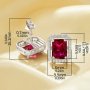 Rectangle Simulated Ruby Studs Earrings,Solid 925 Sterling Silver Earring,July Birthstone Earrings 6350006