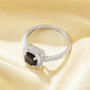 Elegant Cushion Square Ring With 6MM Square Black CZ Stone,Solid 925 Sterling Silver Ring,Pave CZ Stone Square Ring 6240027