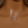 4x6MM Pear Prong Pendant Settings,Heart Solid 925 Sterling Silver Rose Gold Plated Necklace,Art Deco Heart Necklace With Chain 16''+2'' 1431337